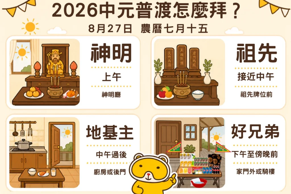 2026 中元普渡怎麼拜？日期、地點與供品準備